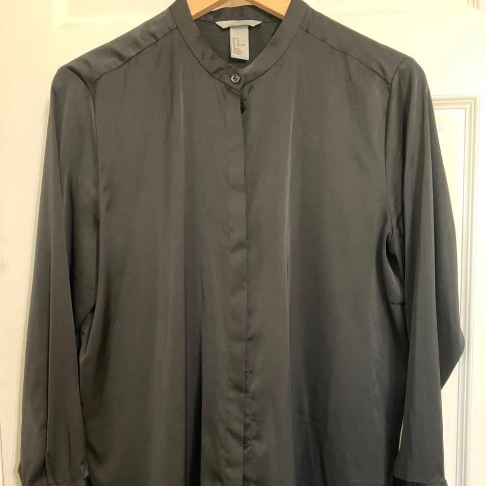 H&M Black Silky Button down shirt